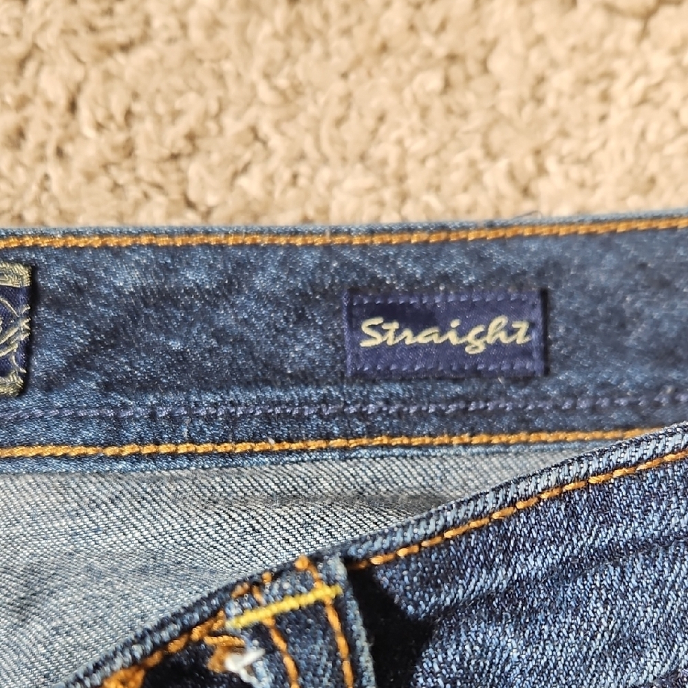 7 For All Mankind Blue Straight Leg Jeans Size 14 - Picture 5 of 8